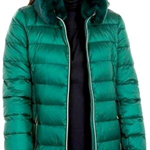 Michael Kors Green Fur Puffer Coat